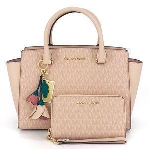 3PCS Michael Kors Selma MD Satchel Wallet Charms